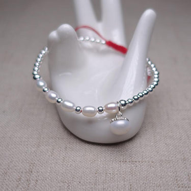 Freshwater Baroque Pearls & Silver INTEGRITY Red Rope Bracelet